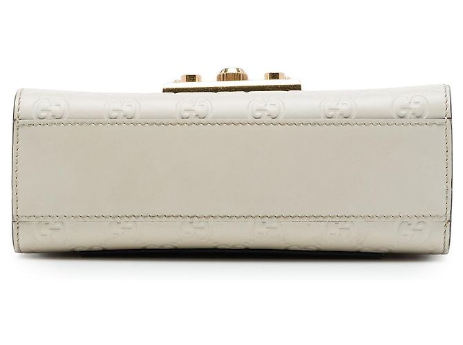 Padlock Gucci Guccissima Bicolor Small Crossbody mit Vorhängeschloss Weiß - Ansicht 3