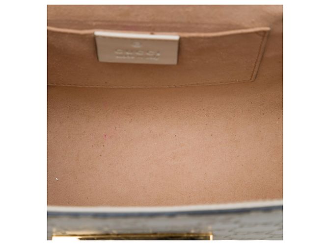 Padlock Gucci Guccissima Bicolor Small Crossbody mit Vorhängeschloss Weiß - Ansicht 4