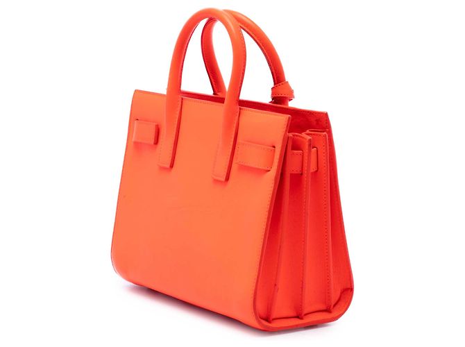Autre Marque Saint Laurent Orange Nano Leather Sac De Jour Satchel Rouge - vue 2