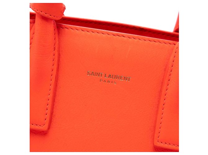 Autre Marque Saint Laurent Orange Nano Leather Sac De Jour Satchel Rouge - vue 5