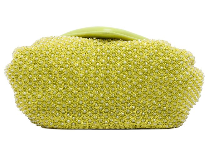 Bottega Veneta Borsa a tracolla Beak piccola in pelle e maglia crochet con perline verde - vista 3