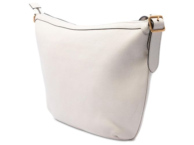 Borsa a tracolla a mezzaluna Gucci in pelle di vitello martellata bianca con logo - vista 2