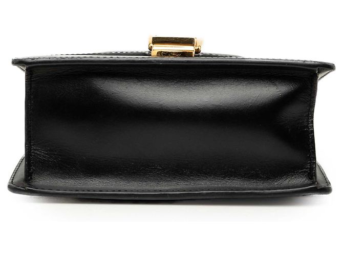 Borsa Satchel Gucci Mini in Vitello Nero con Catena Web Sylvie - vista 3
