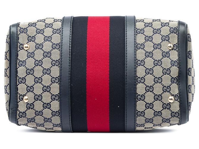 Borsa Boston Gucci Joy Medium in canvas GG beige con banda Web - vista 3