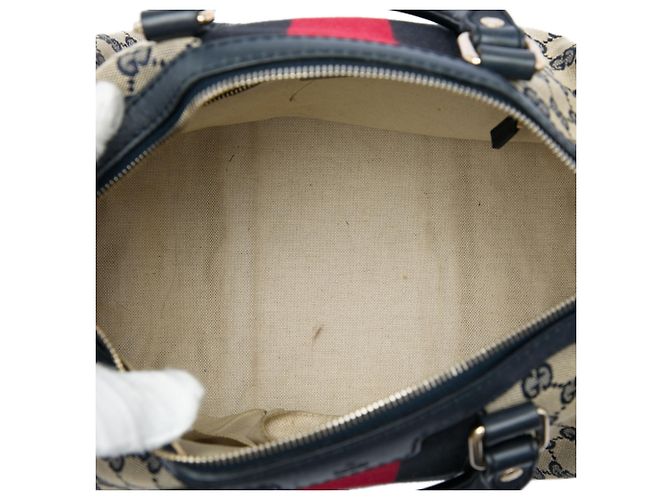 Borsa Boston Gucci Joy Medium in canvas GG beige con banda Web - vista 4