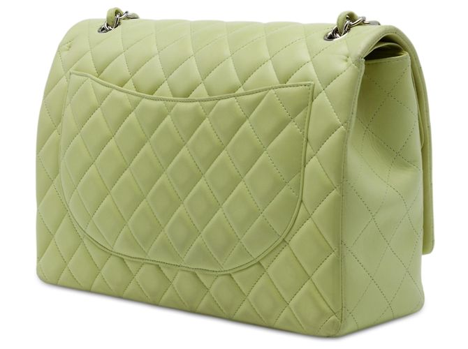 Chanel Green Maxi Classic Lambskin Double Flap Verde - vista 2