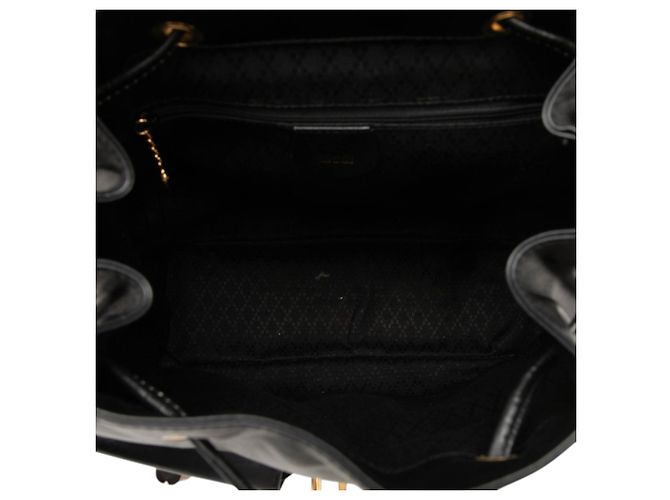 Bamboo Mochila Gucci Large em pele de vitelo preta com cordão e bambu Preto - vista 4