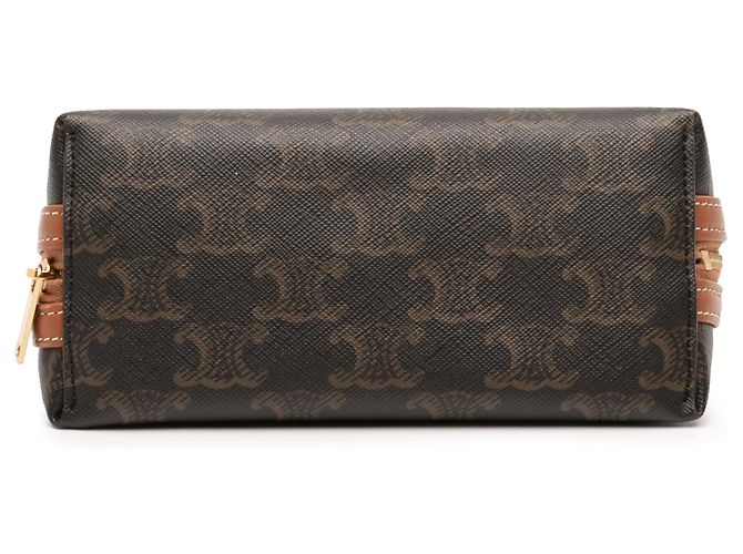Céline Celine Brown Triomphe Clutch mit Kette aus beschichtetem Canvas Braun Dunkelbraun - Ansicht 3