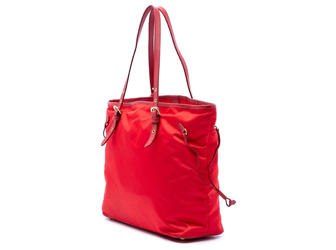 Sac cabas Prada en Tessuto avec garnitures en Saffiano rouge - vue 2