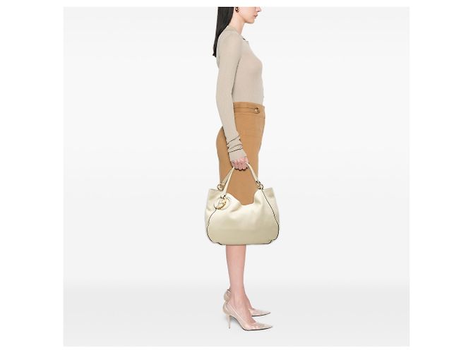 Tote Gucci Medium em Twill e Pele de Vitela Granulada Branca Branco - vista 7