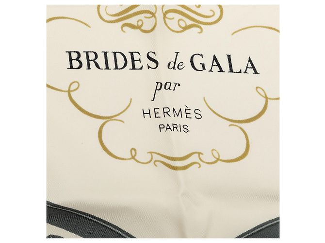 Hermès White Brides de Gala Silk Scarf 90 Eggshell - view 4