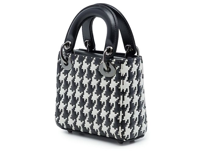 Autre Marque Dior Black Micro Calfskin Houndstooth Embossed Macro Lady Dior - vue 2