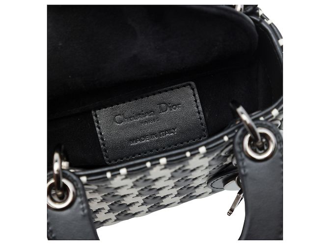 Autre Marque Dior Black Micro Calfskin Houndstooth Embossed Macro Lady Dior - vue 5