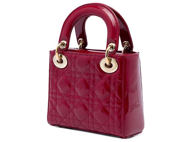 Autre Marque Dior Red Mini Patent Cannage Lady Dior Rot Bordeaux - Ansicht 2