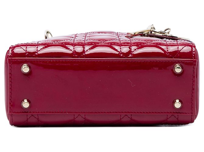 Autre Marque Dior Red Mini Patent Cannage Lady Dior Rot Bordeaux - Ansicht 3