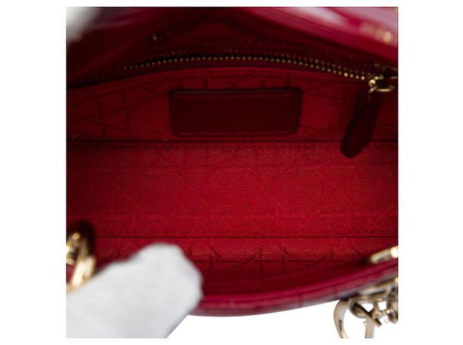 Autre Marque Dior Red Mini Patent Cannage Lady Dior Rot Bordeaux - Ansicht 4