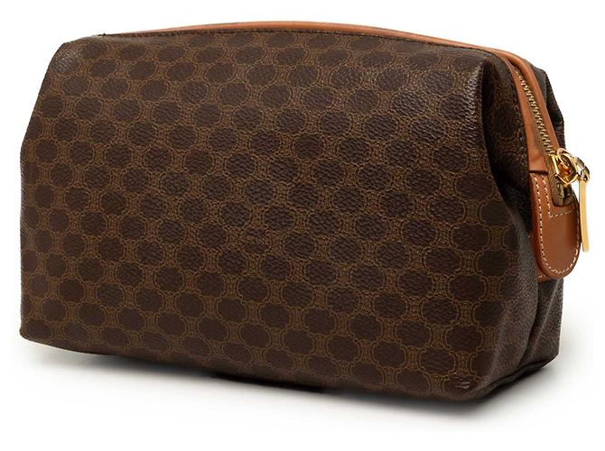 Céline Necessaire Celine Brown Macadam Coated Canvas Marrone - vista 2