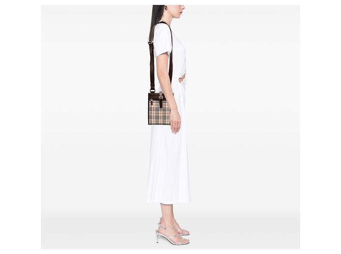 Bandolera Burberry Beige House Check Canvas - vista 6