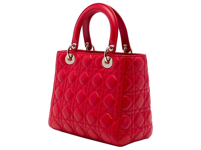 Autre Marque Dior Red Medium Lambskin Cannage Lady Dior Roja - vista 2
