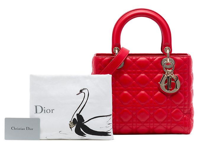 Autre Marque Dior Red Medium Lambskin Cannage Lady Dior Roja - vista 7