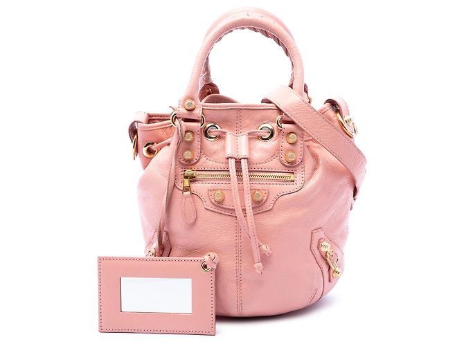 Borsa Balenciaga Pink Mini Lambskin Motocross Giant 12 Pompon Rosa - vista 7