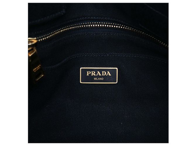 Prada Black Canvas Canapa Logo Tote Schwarz - Ansicht 5