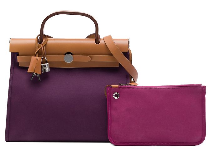 Hermès Purple Toile Herbag Zip 31 Lila - Ansicht 7