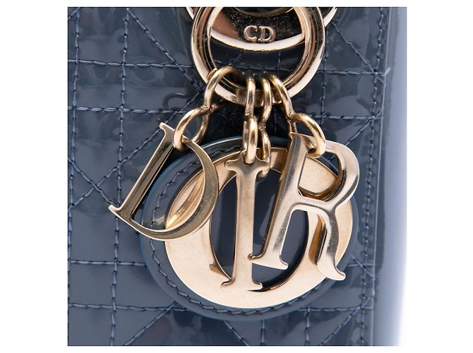 Autre Marque Dior Gray Mini Patent Cannage Lady Dior Braun Anthrazitgrau - Ansicht 5