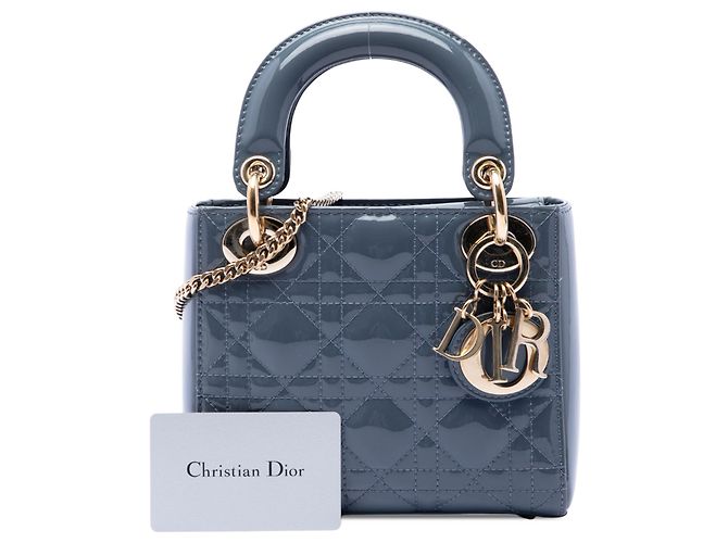 Autre Marque Dior Gray Mini Patent Cannage Lady Dior Braun Anthrazitgrau - Ansicht 7