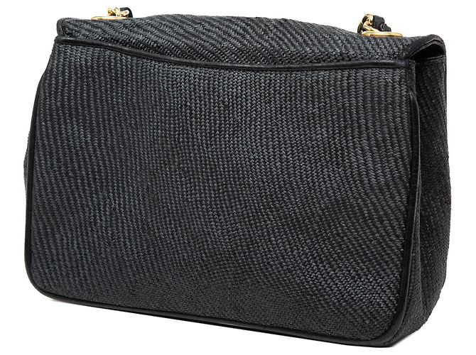 Chanel Gray CC Raffia Full Flap Marrom Cinza antracite - vista 2