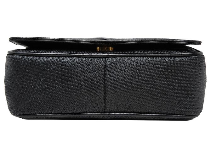 Chanel Gray CC Raffia Full Flap Marrom Cinza antracite - vista 3