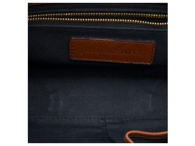 Borsa a tracolla Burberry Bridle Abbott in pelle marrone e tela House Check - vista 4