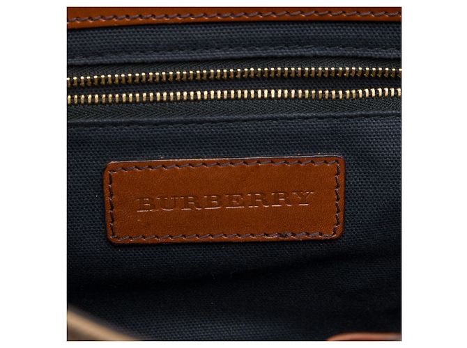 Borsa a tracolla Burberry Bridle Abbott in pelle marrone e tela House Check - vista 5