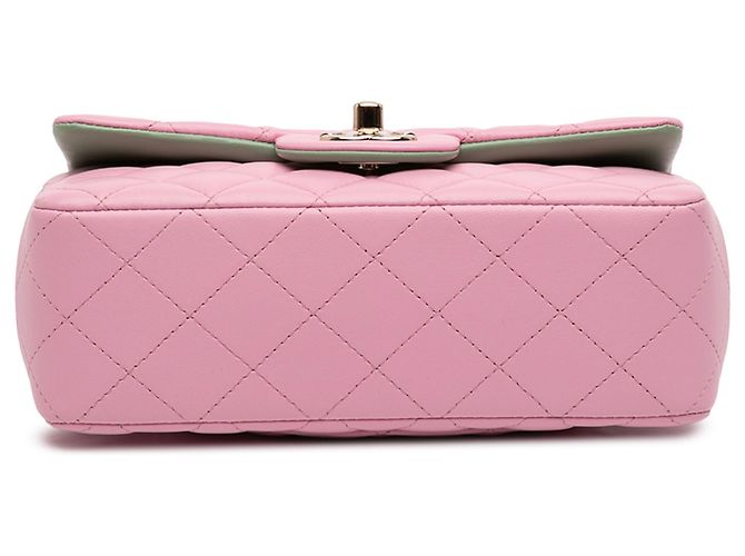 Chanel Mini Rectangular Bicolor Quilted Lambskin Top Handle Flap Rosa Pink - Ansicht 3