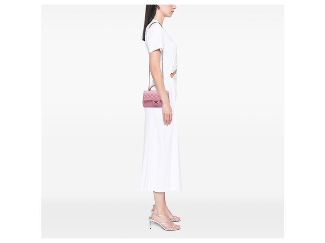 Chanel Mini Rectangular Bicolor Quilted Lambskin Top Handle Flap Rosa Pink - Ansicht 6