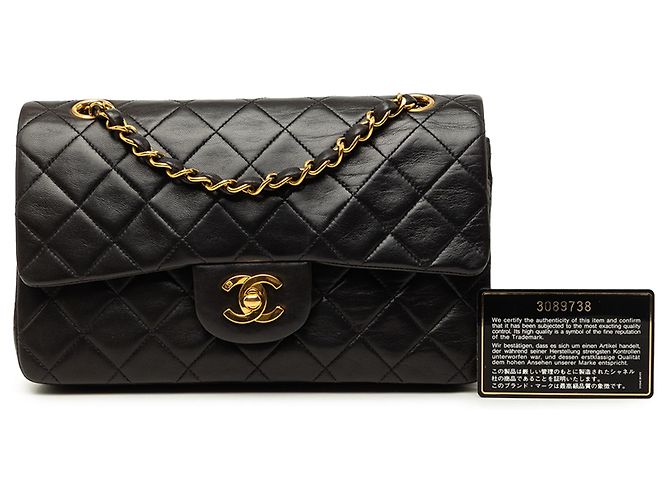 Chanel Black Small Classic Lambskin Double Flap Schwarz - Ansicht 7
