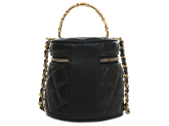 Chanel Vanity Black CC Lambskin mit oberem Griff und Kette Schwarz - Ansicht 2