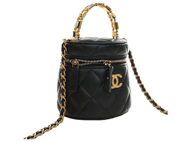 Chanel Vanity Black CC Lambskin mit oberem Griff und Kette Schwarz - Ansicht 6