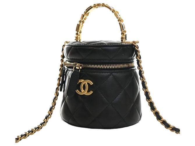 Chanel Vanity Black CC Lambskin mit oberem Griff und Kette Schwarz - Ansicht 7