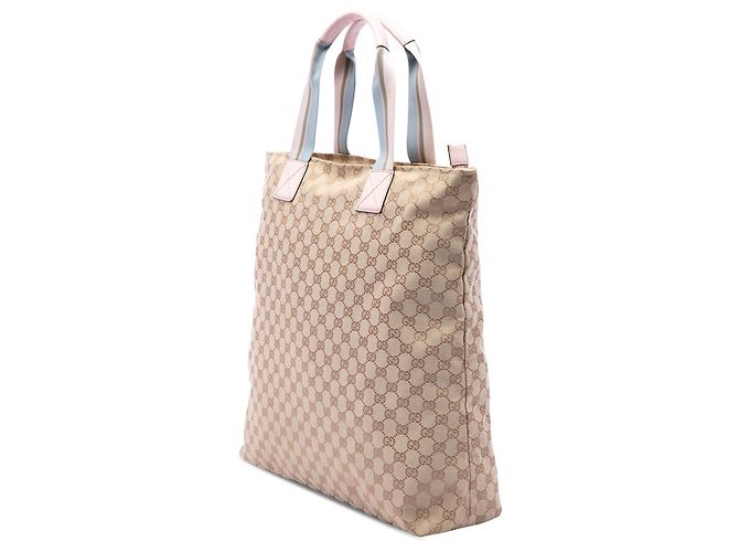 Tote Verticale Gucci in Canvas GG beige e Web - vista 2