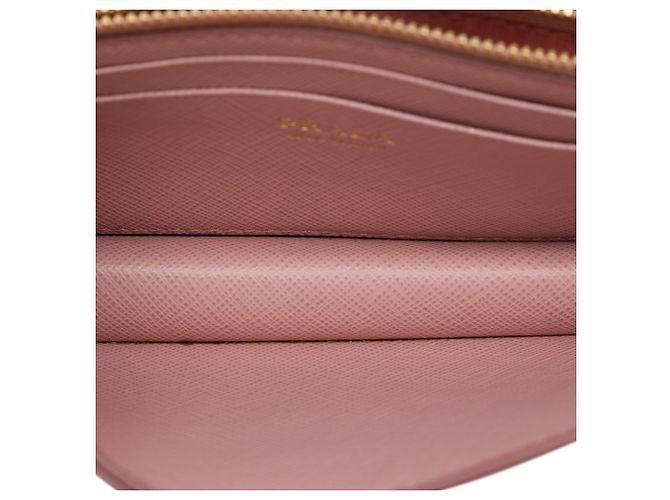 Portafoglio con catena Prada Pink Saffiano Lux Monochrome Rosa - vista 4