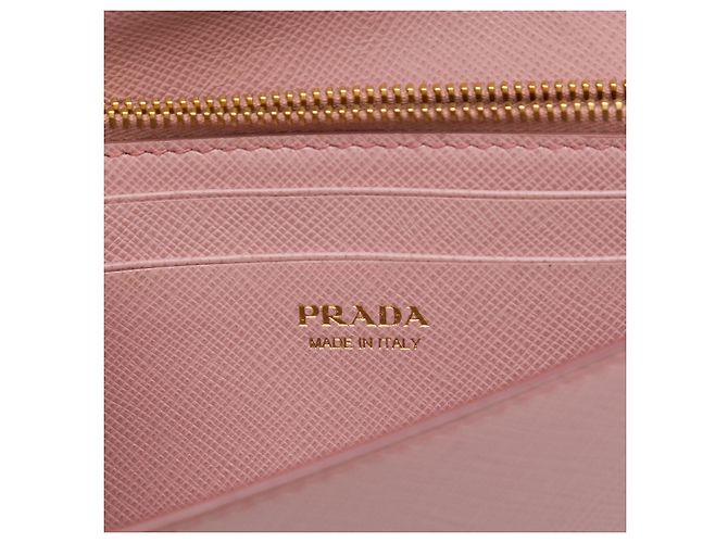 Portafoglio con catena Prada Pink Saffiano Lux Monochrome Rosa - vista 5