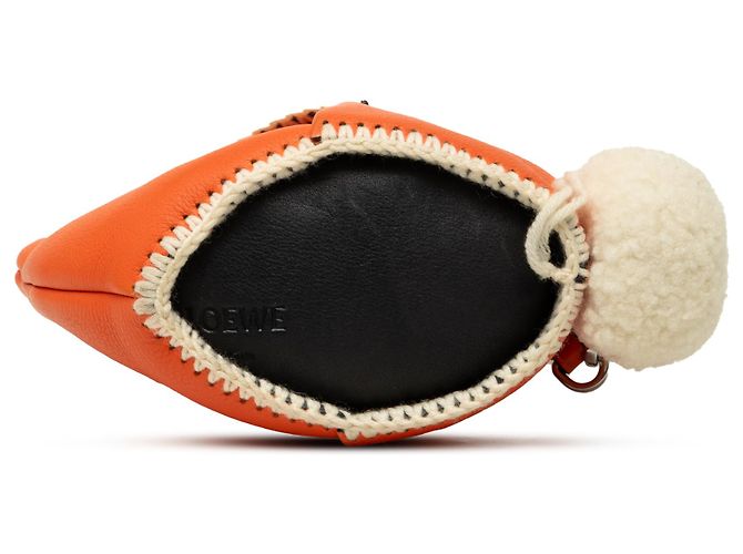 LOEWE Mini Bolsa Tiracolo Bunny em Pele de Bezerro Costurada Laranja - vista 3