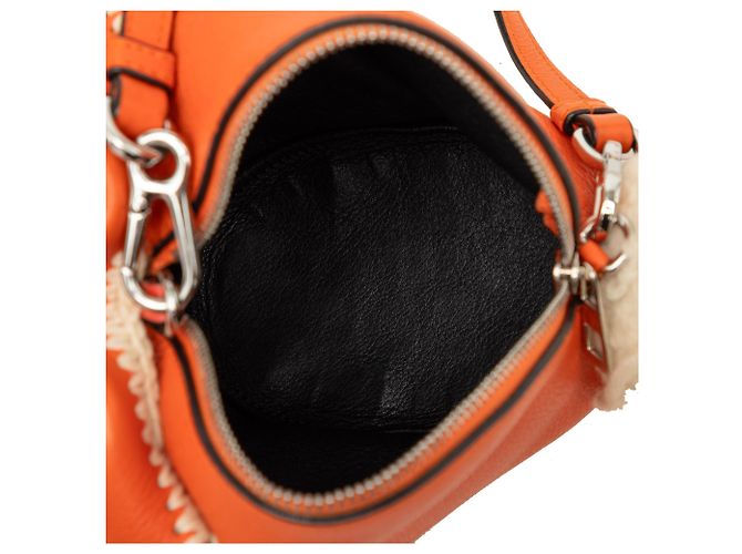 LOEWE Mini Bolsa Tiracolo Bunny em Pele de Bezerro Costurada Laranja - vista 4