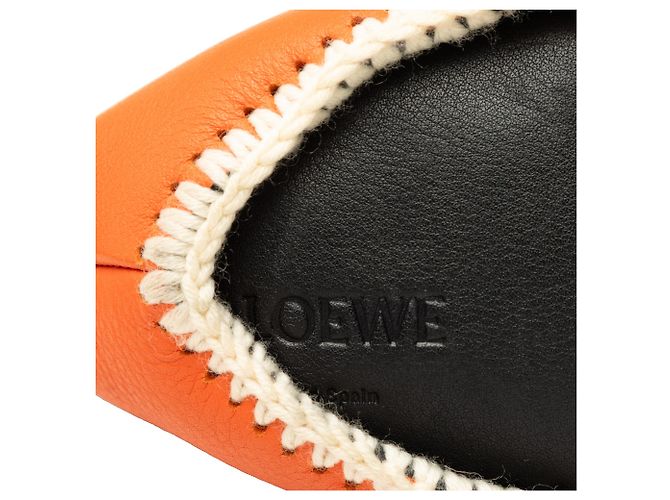 LOEWE Mini Bolsa Tiracolo Bunny em Pele de Bezerro Costurada Laranja - vista 5