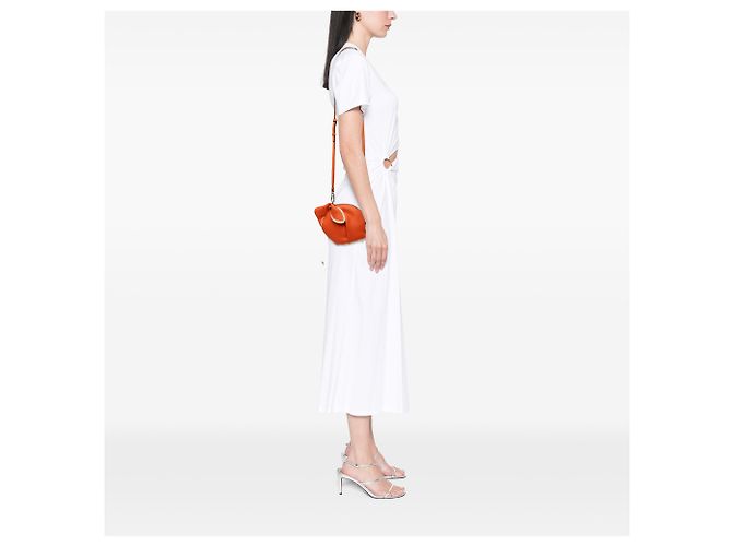 LOEWE Mini Bolsa Tiracolo Bunny em Pele de Bezerro Costurada Laranja - vista 6