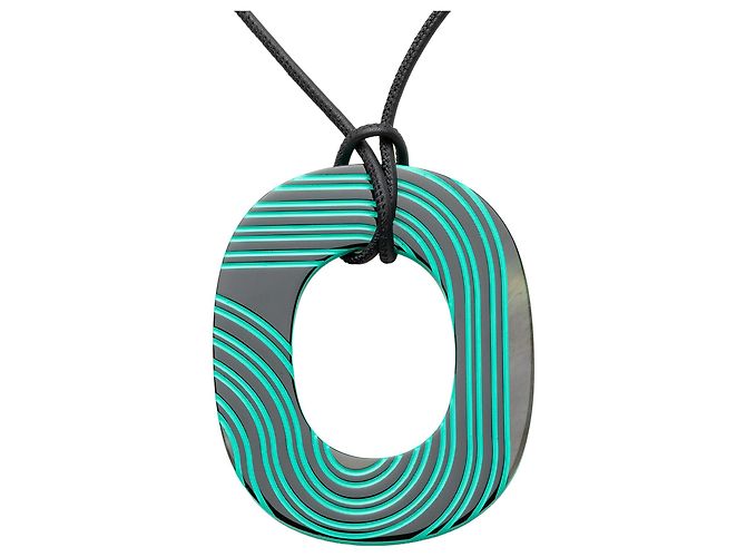Collar colgante Isthme Pop PM en laca verde Hermès - vista 2