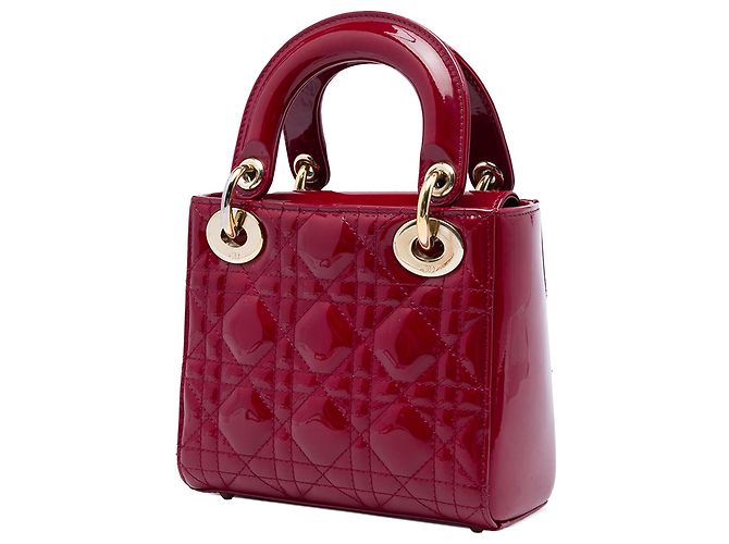 Autre Marque Dior Red Mini Patent Cannage Lady Dior Rot Bordeaux - Ansicht 2