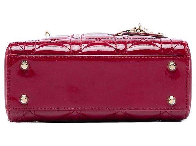 Autre Marque Dior Red Mini Patent Cannage Lady Dior Rot Bordeaux - Ansicht 3