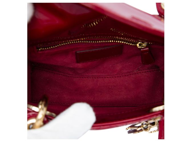 Autre Marque Dior Red Mini Patent Cannage Lady Dior Rot Bordeaux - Ansicht 4